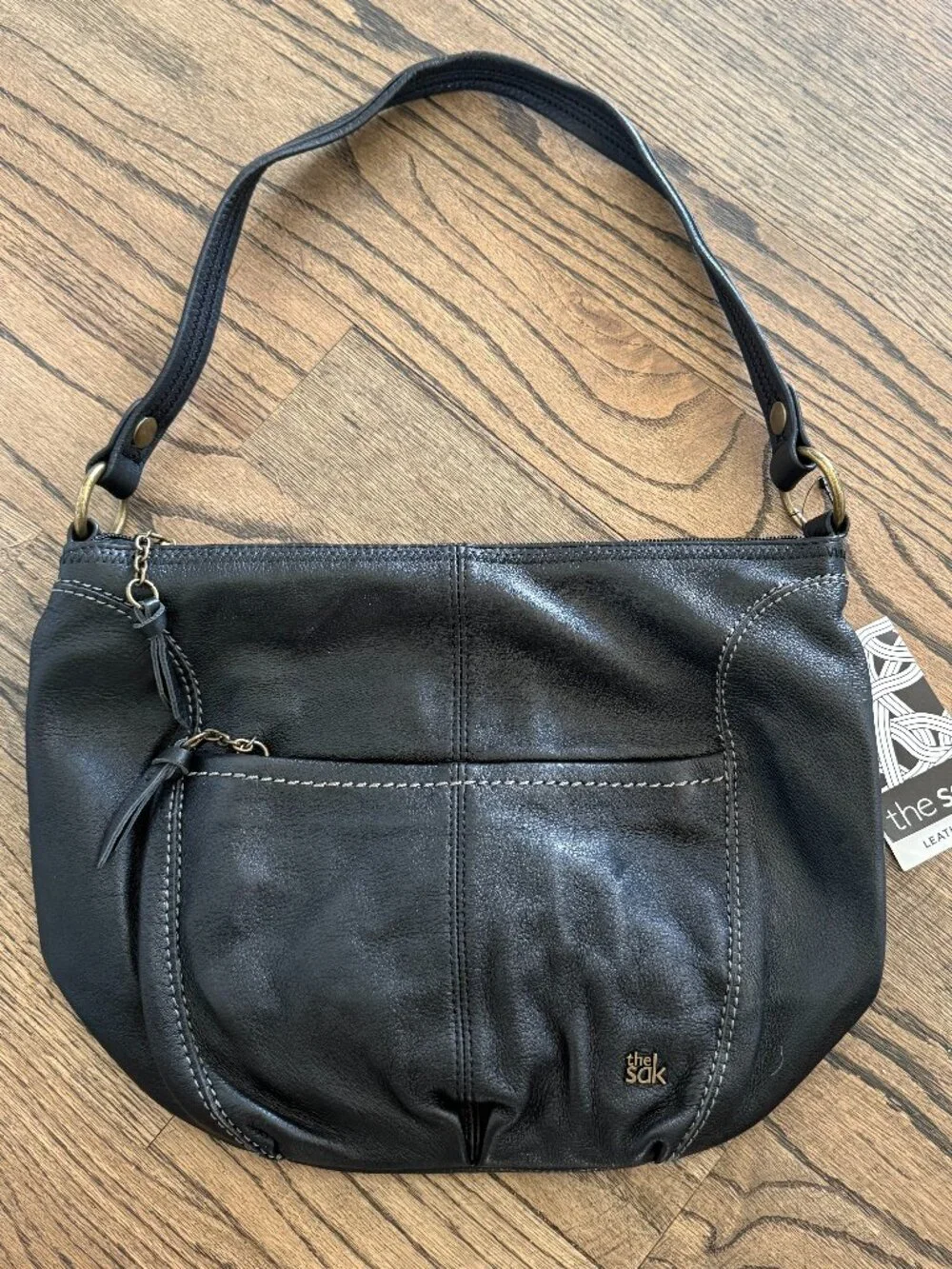 The Sak Leather Large Iris Hobo Bag Handbag Purse Shoulder Tote Black NWT $149